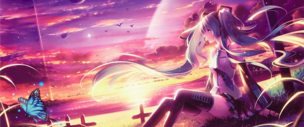 初音未来,唯美美丽天空,3440×1440壁纸