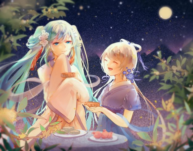 VOCALOID洛天依 初音未来 中国风 中秋电脑壁纸