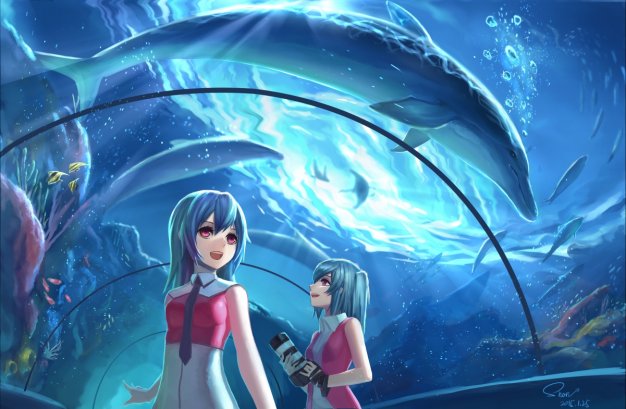 水族馆 可爱初音女孩动漫壁纸