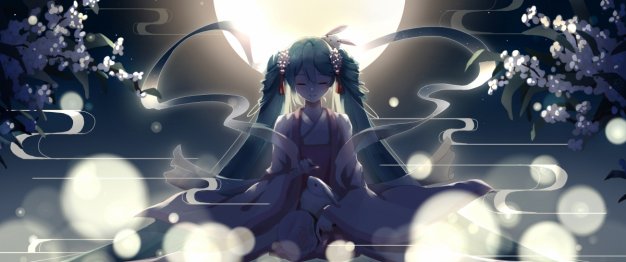 中秋节 月亮 兔子 miku初音未来3440×1440动漫壁纸