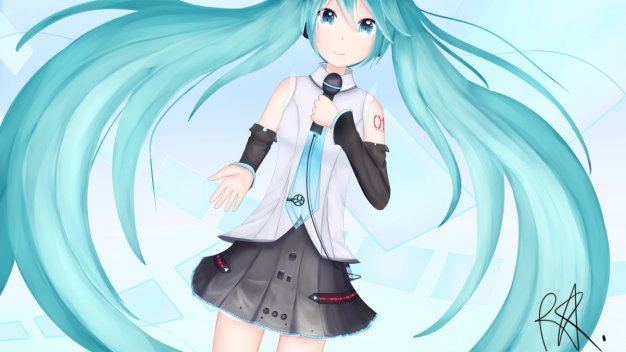 蓝色眼睛头发初音未来3840×2160动漫壁纸