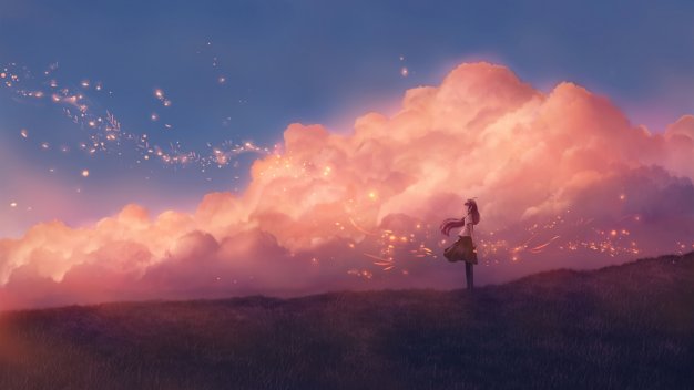 天空 云 少女 草地 唯美人物风景动漫壁纸3840×2160