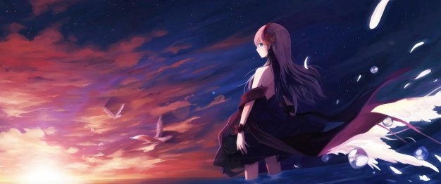 少女 天空 鸟儿 风景3440×1440唯美动漫壁纸