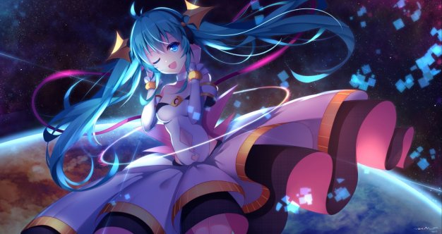 蓝色的眼睛金色的头发衣服初音未来电脑壁纸