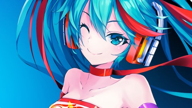 Miku 初音未来 闭着一只眼睛的可爱女孩动漫壁纸