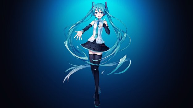 深蓝色背景初音未来电脑壁纸