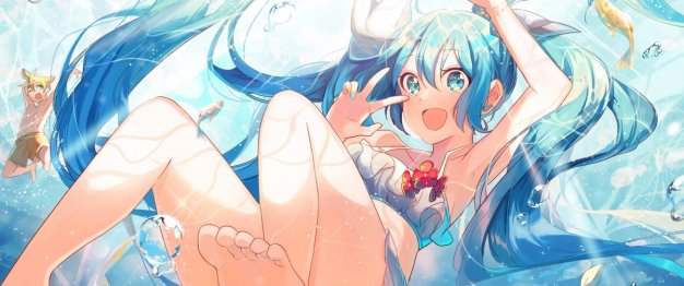 水下初音未来公主3440×1440壁纸