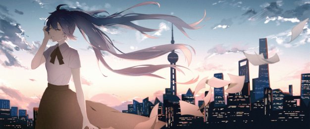 初音少女带鱼屏动漫壁纸3440×1440