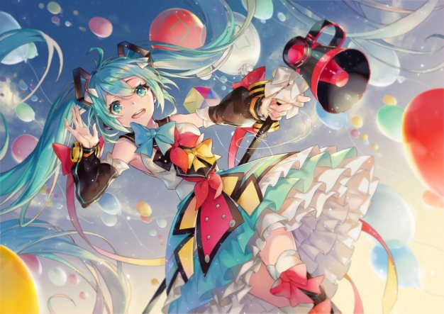 初音未来公主殿下 miku 天空 气球 动漫壁纸