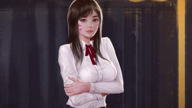 守望先锋游戏人物 DVa 白色衬衫 高清壁纸3840×2160