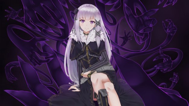 rezero 紫色眼睛动漫女生电脑壁纸