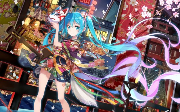 初音,面具,美少女,初音未来电脑壁纸