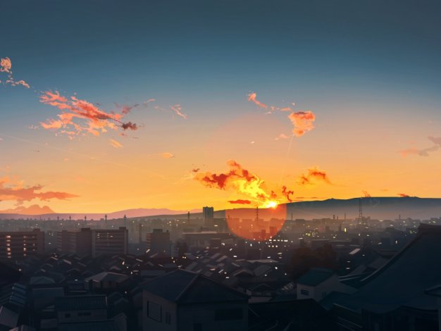 天空 夕阳 插画风景动漫壁纸3840×2160