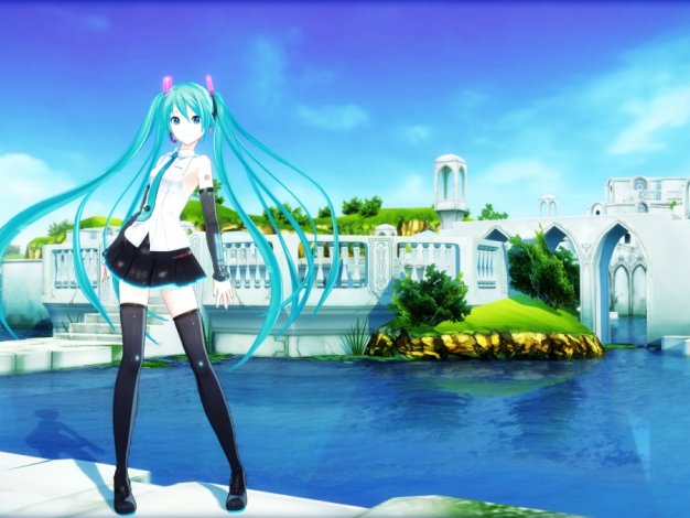 长发长腿动漫美女 初音未来高清壁纸