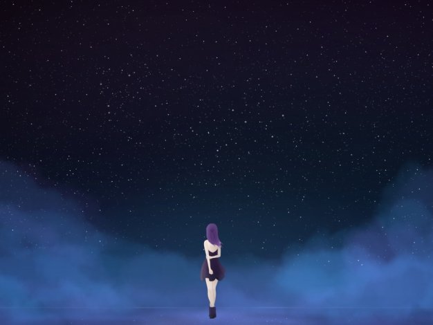 星空 幻想 女孩 夜晚 梦想 动漫壁纸7680×4320