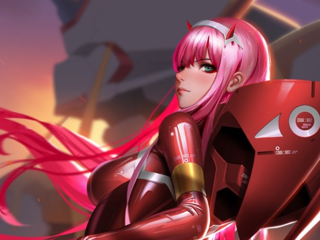 《DARLING in the FRANXX》粉色长发美女 水色眼睛 弓背 屁股 紧身衣裤电脑壁纸