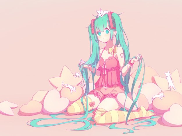 初音未来和小猫一起动漫壁纸3840×2160