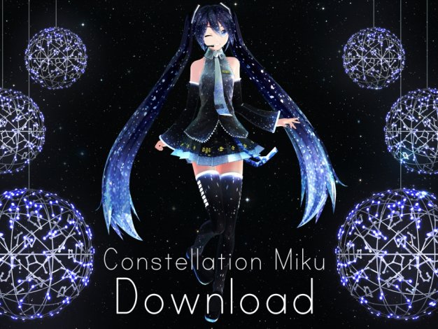 Miku初音未来,星座,星星,电脑壁纸