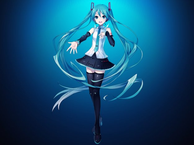 深蓝色背景初音未来电脑壁纸