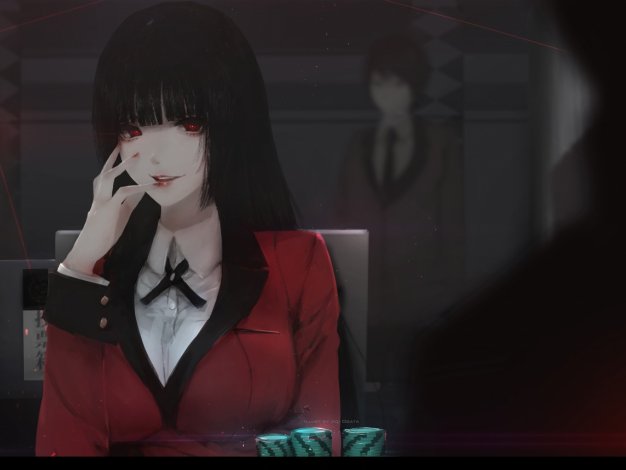 狂赌之渊(Kakegurui) 红色制服女生 二次元动漫电脑壁纸