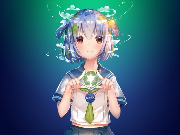 Earth-Chan 校服可爱女生动漫壁纸